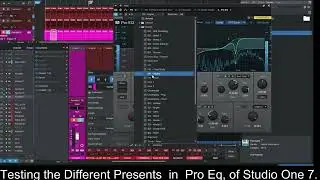 Pro Eq | Studio One | Testing the different Presets