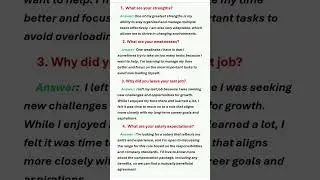 Top 4 Job Interview Questions and Answers (Common Questions) #interviewquestions #interview #shorts