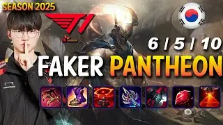 T1 Faker PANTHEON vs ELISE Support - Patch 25.09 KR Ranked | lolrec
