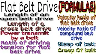 Formulas related to flat belt drive | Hindi and Urdu | Machine Design Course