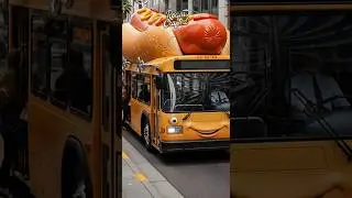 🌭🔥 Hot Dog Hero Bus | AI Cinematic POV Ride | Ultra Realistic Downtown Drive 4K ☀️