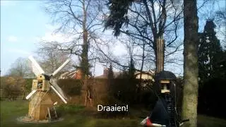 De molen plaatsen,  buitenroede  ophekken en draaien  - Restauratie DK (deel 5)