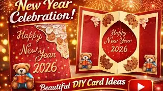 I make a new year pop-up card from wedding card💌//DIY easy new year 2026 card//handmade card idea