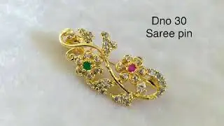 Lattest one gram gold cz saree pins designs