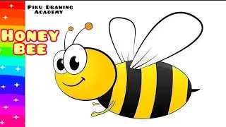 Honey Bee Drawing and Colouring for Kids and Toddlers | How to Draw a Cute Honey Bee | Cartoon Draw