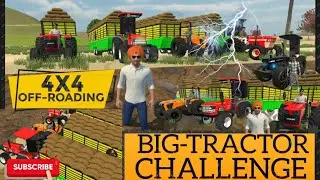 4X4 TRACTOR WITH BIG TROLLEY #offroading #challenge #gameplay  #indianvehiclessimulator3dvideos 