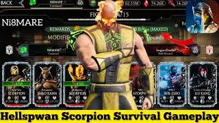 Kold War Scorpion & Hellspwan Scorpion Max Bonus Point Survival Mode  Gameplay | MK Mobile
