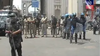 Hyderabad Stone pelting near Charminar; none hurt | Communal Tension in Hyderabad