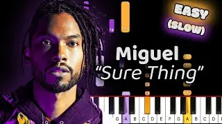 Miguel Sure Thing Piano Tutorial! (Easy) SLOW 50% Speed
