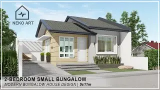 EP-43 | 2 BEDROOM SMALL BUNGALOW HOUSE DESIGN (9X11m LOT) - Modern Bungalow House Design | NEKO ART