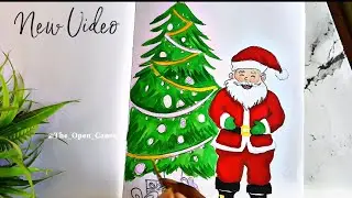 Merry Christmas Drawing easy 🎁 🎄| Santa Claus Drawing ❤ #theopencanva 
