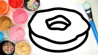 Painting Donut and Dress Coloring Pages with Paint Children Learn to Color with Paint 💜 (4K)
