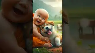 Little monk with dog 😘 #cuties#dog lover#trendingshorts #cuteanimal