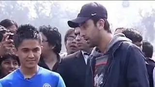Ranbir tested by Chhetri at NDTV's Marks for Sports campaign