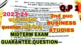 2nd PUC BUSINESS STUDIES MIDTERM EXAM GUARANTEE QUESTIONS 🔥 2023-24