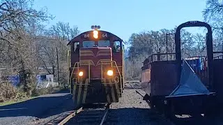 Skunk Train departs Willits for Northspur, 11/22/25