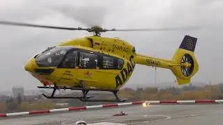 Emergency alert | Eurocopter H145 / EC145-T2 ADAC Air Rescue Take off from Hospital Platform