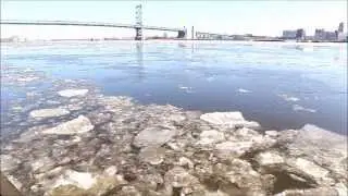 Ice Floating on Delaware River Near Franklin Bridge