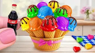 💗Mini Rainbow Ice Cream Cone | Cute & Colorful Sweet Baking Idea for Summer Treats 💗Tiny Cake Master