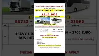 Demand for Europe INDIAN LICENSE DRIVERS MALTA / POLAND / LITHUANIA #short #europejobs
