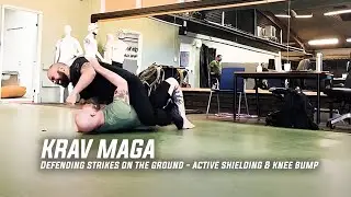 Krav Maga - How to defend strikes on the ground - active shielding & knee bump
