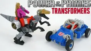 Transformers Power of the Primes Beachcomber Dinobot Slash give rides to Primemasters