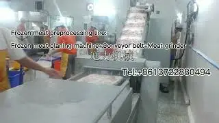 frozen meat planing machine+conveyor belt+meat grinder