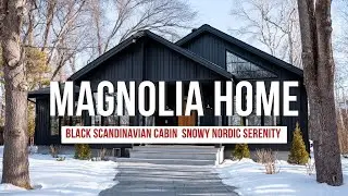 Black Scandinavian Cabin Inspired by Magnolia Home Snowy Nordic Serenity