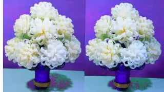 गुलदस्ता / (DIY)-NEW DESIGN FOAM GULDASTA/WASTE PLASTIC BOTTLE FLOWERPOT/VASE/FOAM GULDASTA/FOAM