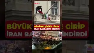 Londra&rsquo;daki İran B&uuml;y&uuml;kel&ccedil;iliği binasına tırmanan bir kişi, İran bayrağını indirdi