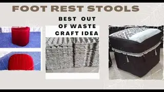 How  to make foot REST stool  from egg 🥚tray || waste material craft idea