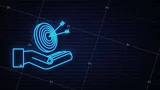Target with an arrow on hands Neon icon concept market goal stock picture image. Concept target