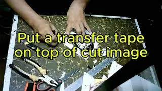 hand cutting sticker on black vinyl with pattern image01294