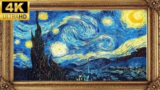 Van Gogh &ndash; Starry Night 4K Painting | 1 Hour TV Wallpaper | Relaxing Piano Music for Sleep & Study