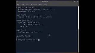 Clojure Program to Filter Square Numbers