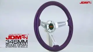 JDM SPORT 345MM PURPLE WOOD GRAIN STEERING WHEEL