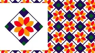 New geometric floral pattern tutorial with diamond and floral elements, floor tiles #punambhil