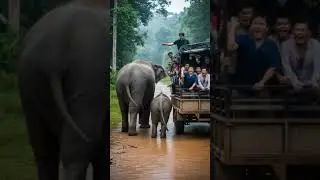 Elephant rescues tractor full of human #humanity #elephant #animals #rescue #kindness #DreamScreenAI