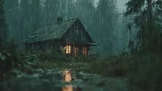 🌲🌧️ Rain ASMR Forest Night | Small House in the Woods 3 Hours | Sleep Study Work Meditation Relax
