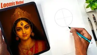 Maa Durga Outline Drawing Tutorial🤩 // Loomis Method Durga Puja Special🌸