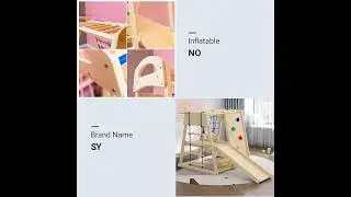 Custom Wooden Kids' indoor climber & play structures with jungle gym triangle climber ramp
