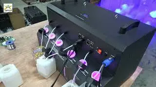 4 Nozzle Smoke Bubble Machine RGB Led Ring Pixel Color DMX Remote Control Flight case 1IN1 Packing