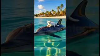 🐾 White Kitten & Dolphin Emotional Story | Heart Touching Ocean Adventure 🐬 #shorts #aishorts #cat