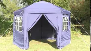 Blue and Black Hexagonal gazebo demonstration
