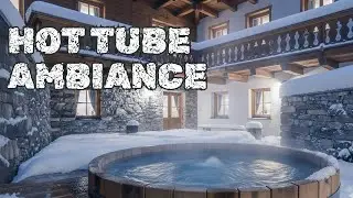 Snowy Stone Courtyard Hot Tub ❄️ Deep Sleep Spa Ambience | Cozy Winter ASMR
