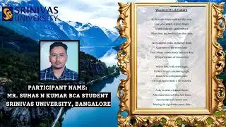THIRD PLACE WINNER IN WORD WAVES (POETRY) MR. SUHAS N KUMAR