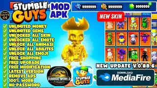 STUMBLE GUYS x JURASSIC WORLD MOD APK NEW UPDATE UNLOCK ALL SKIN | UNLIMITED GEMS NO PASSWORD!