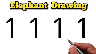 🐘 How to Draw an Elephant from Number 1111 | Creative Number Drawing Trick