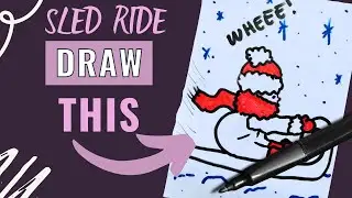 Wholesome Winter Drawing – Cozy Sled Ride Artwork ❄️✨