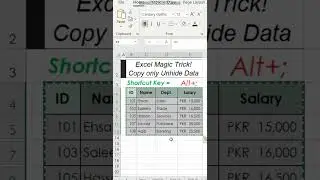 How to copy only unhide cells in Excel #shorts #shortsfeed #exceltips #exceltricks #newexcel